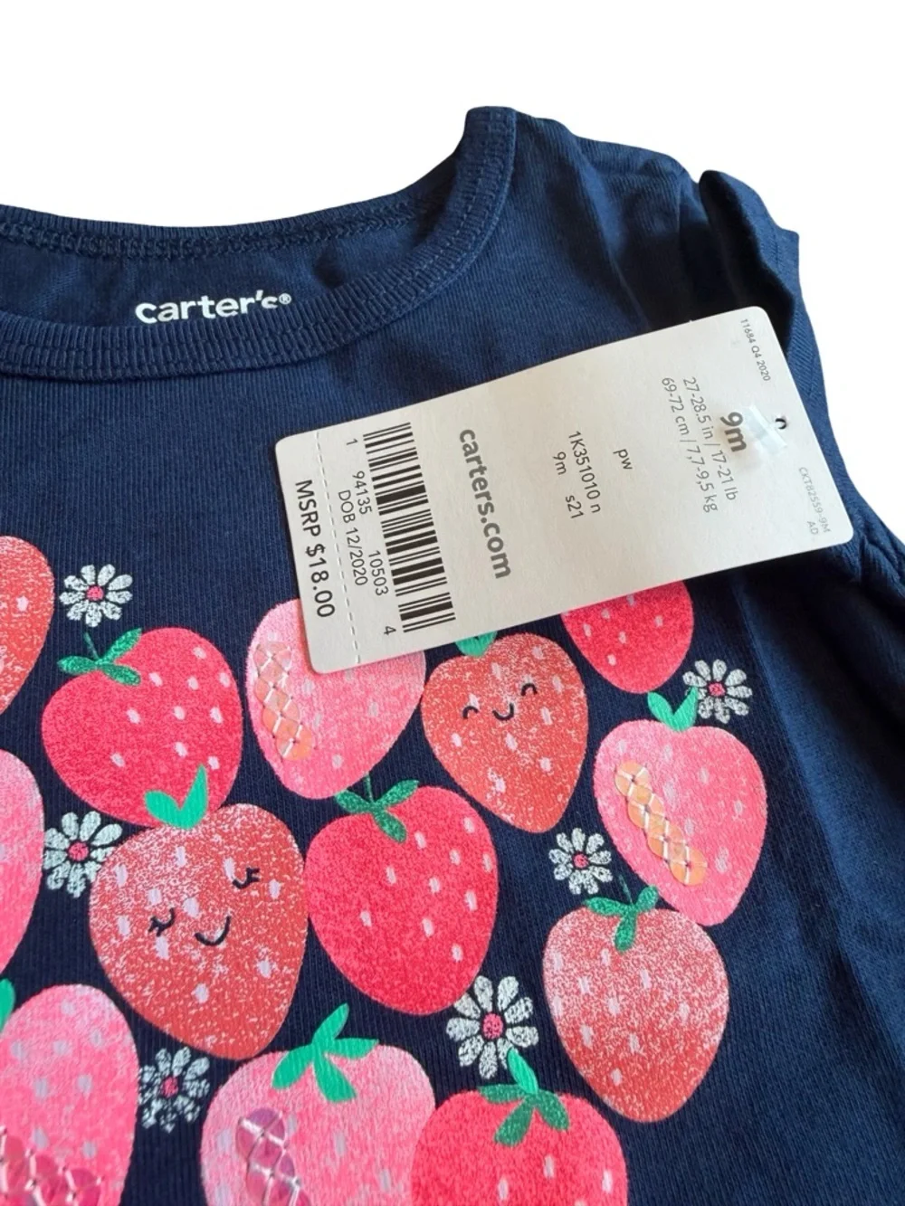 Carters Two Piece Zip-Down Hoodie Sweater Floral T-Shirt Strawberry New w/ Tags
